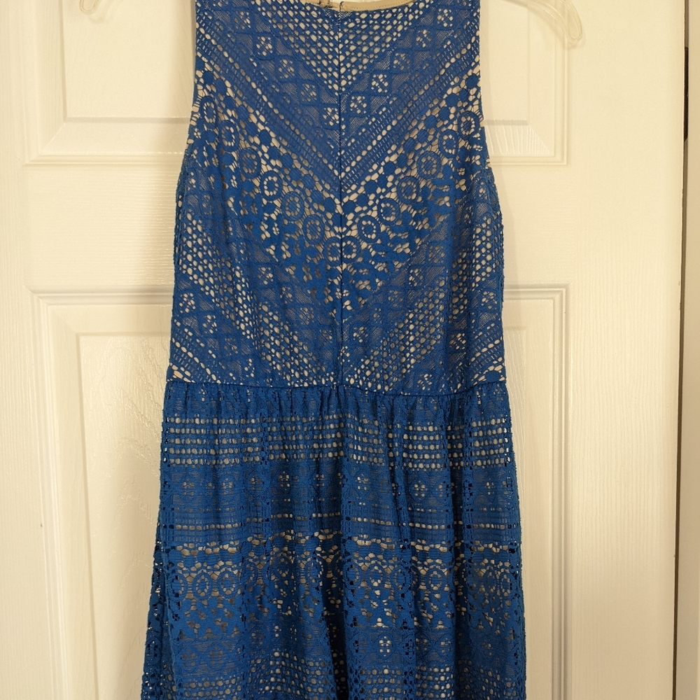 Blue Lace Dress with Back Cut Out